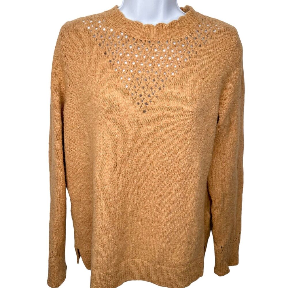 Fat Face Sweater Size US 6 UK 10 Jumper Crochet Detail Burnt Tanish Color